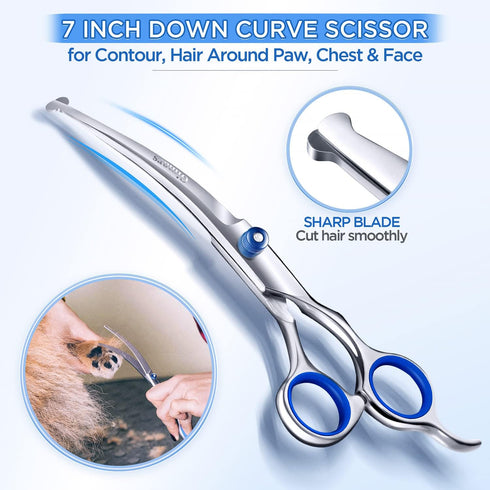 Gimars 7.0in Professional 4CR Stainless Steel Safety Round Tip Dog Grooming Scissors for Pets