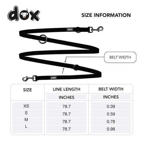 DDOXX 6.6 ft Nylon Dog Leash, 3-Way Adjustable for Dogs - XS (Black), Red