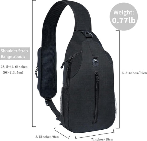 Sling-Bag Crossbody-Bag Women-Men Backpack-Daypack - Hiking Chest Travel with Water Bottle Pocket Portable Hiking Daypacks For Women Black