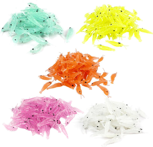 Whoasyst 50PCS Swimming Simulation Shrimp Swimbaits Baits Topwater Floating Lures Soft Artificial Shrimp Fishing