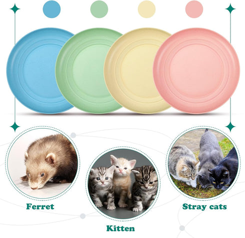 Gerrii 12 Pieces Shallow Cat Bowls, 6 Inch Wheat Straw Cat Food Dish for Kittens and Short Legged Cats