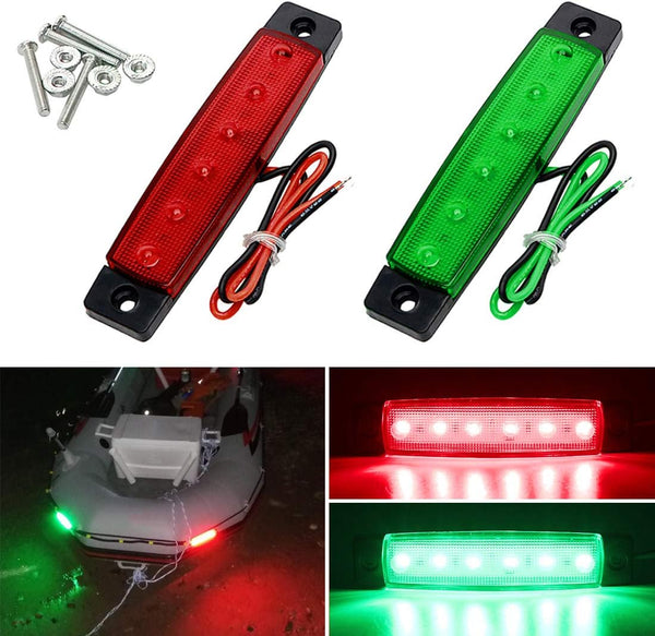 Navigation Lights, LED Stern and Marine Strip Lights for Boat Bow, Kayak, DC 12V, 2PCS (Red and Green)