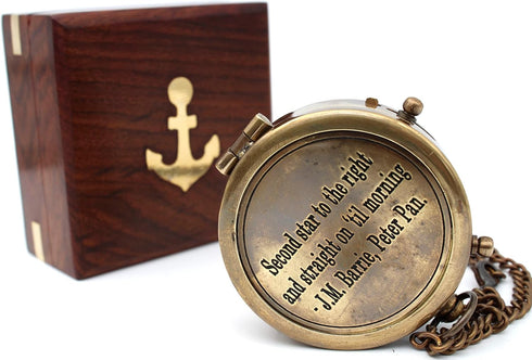 Be Strong and Courageous, Do Not Be Afraid Brass Engraved Compass with Stamped Wooden Case Inspirational Birthday
