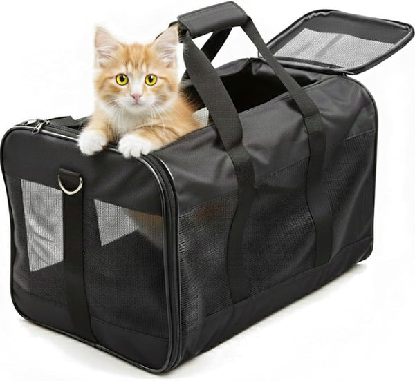 Simple Deluxe Airline-Approved Cat Carrier, 17" x 12" x 12", Soft-Sided Pet