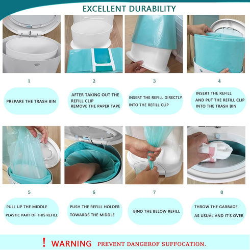 4-Pack Cat Litter Pail Liner Refills, Compatible with Litter Champ Litter Pail