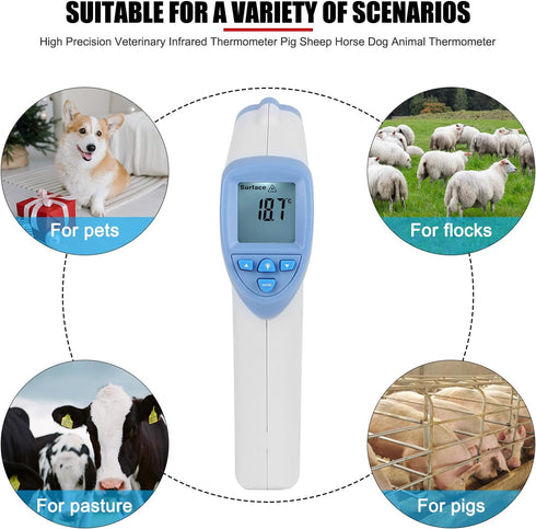 Veterinary Thermometer Fast Digital Veterinary Thermometer Non Contact Pet Thermometer for Pig Cattle Sheep Dog Horse