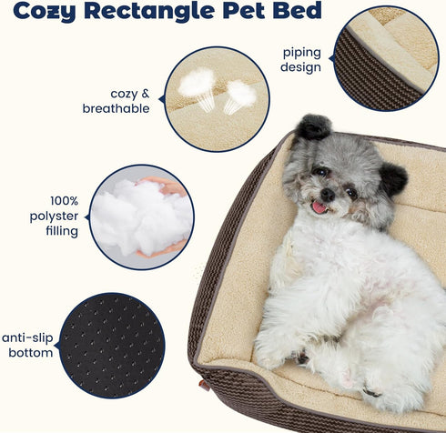 Miguel Dog Bed 35 Inch Brown, Washable with Removable Cushion for Medium Small Dogs, Anti-Slip, Large Cat Bed