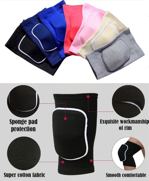 Soft Kneepads Cotton Volleyball Tennis, 1 Pair - Women Pole Dance Yoga Knee Protector Guards, Gray, L