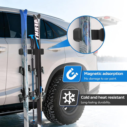MIPON 2pcs Magnetic Ski Snowboard Vehicle Mountr & Fishing Rod Holde for Car Truck Bed Boat Wall Garage Door,Protection