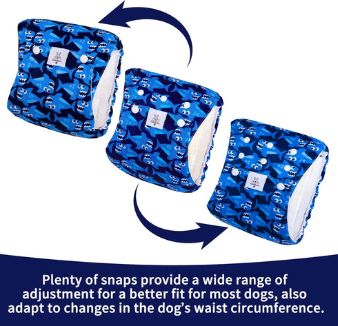 3pcs Pack KDM02L CuteBone Washable Dog Diapers Male with Snaps Reusable a Doggie Belly Band for Male Dogs Wraps