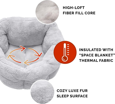 Furhaven 23" Round Self-Warming Pet Bed for Indoor Cats & Medium/Small Dogs, 100% Washable - Gray, Medium