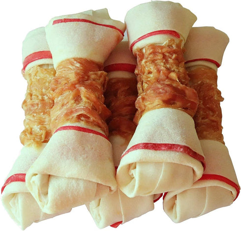Dog Treats Chicken Wrapped Rawhide Bones - Small Dog Treats, Puppy Chews, 6.5" 0.5lb