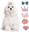 WWW Small Dog Hair Clips, 5 Pcs Cat Dog Hair Bows, Cute Bow Flower Crown Hairpin, Pink, Puppy Party Grooming Accessories
