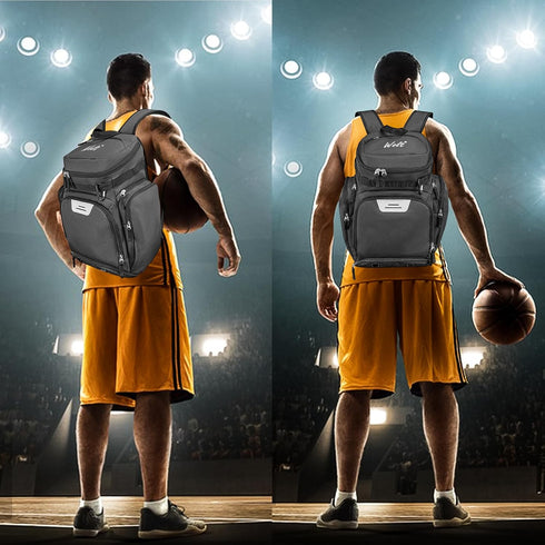 WOLT Basketball Backpack Bag - Large Sports Equipment Bag with Separate Ball Compartment and Shoes Pocket