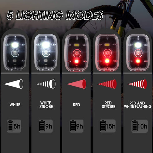 Mudder Rechargeable LED Running Lights for Runners - USB Clip on Strobe Bicycle Tail Lamps with 5 Modes