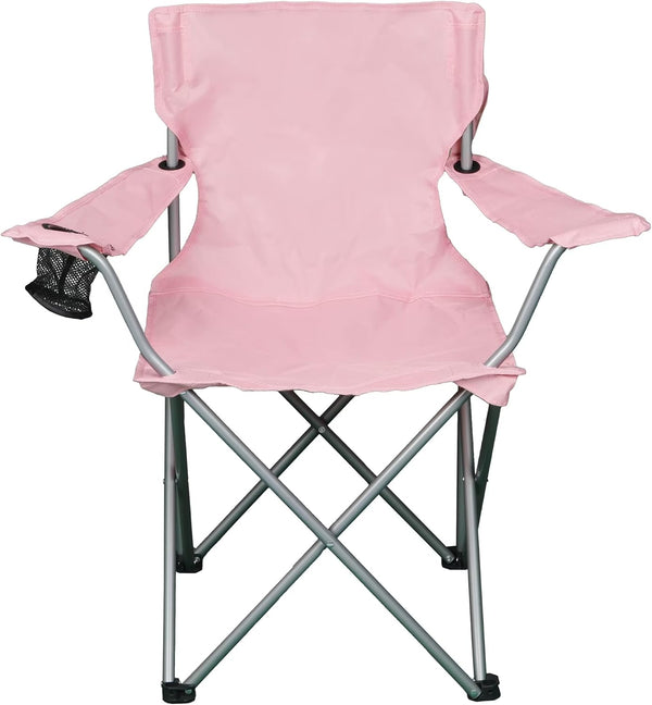 Generic Quad Folding Camp Chair with Cup Holder, Coral,Easy Portability
