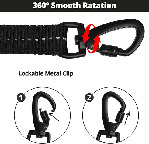 jenico Long Dog Leash 15FT, Heavy Duty Nylon Rope for Training with Reflective Threads, Bungee and Padded Handle - Dog