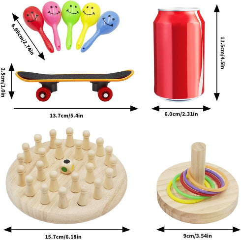 MinrzPet 4-in-1 Set Bird Activity Mini Skateboard, Stacking Rings, Rattle & Colorful Peg Toy | Interactive Toys
