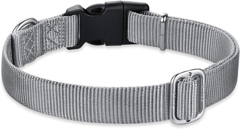 Hyhug Pets Tough Basic Regular Collar for Medium Dogs, Unique Design with Adjustment Triglide Slide (Sleet Gray)