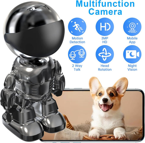DYPCO 2K 5G/2.4Ghz Indoor Camera WiFi Home Security, Baby/Pet/Robot Camera with Phone App Motion Detection, Color Night
