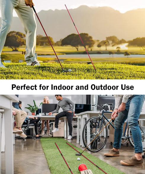 Rhino Valley Golf Alignment Sticks - Collapsible Practice Rods for Aiming, Putting, and Full Swing Training