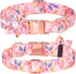 Dog Collar - Floral Pattern Puppy Collar with Detachable Rhinestone Flower for Small Medium Large Dogs (M:31-50cm, Pink)