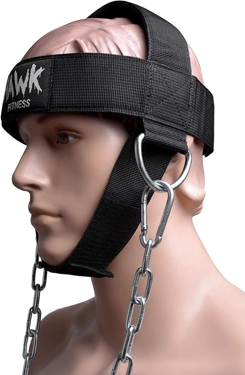 Neck Harness for Men and Women - Adjustable Neck Strap with 30" Steel Chain for Weight Lifting Up to 150 lbs