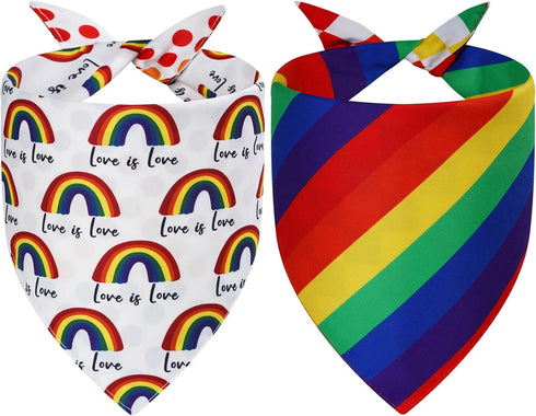 Agroon Pride Dog Bandanas Small 2PCS, 4 Pattern Colorful Scarf for Boy and