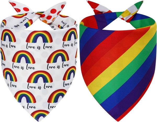 Agroon Pride Dog Bandanas Small 2PCS, 4 Pattern Colorful Scarf for Boy and