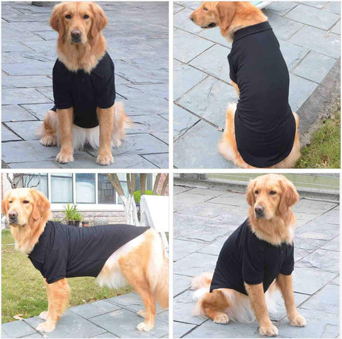 lovelonglong Basic Dog Polo Shirts Premium Cotton, Polo T-Shirts for Large Medium Small Dogs, Black XXL