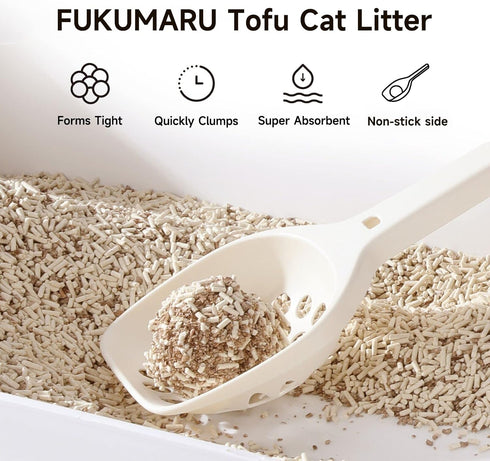 FUKUMARU Tofu Cat Litter, 18 lbs, Flushable, Clumping, Dust Free, Natural Unscented, Low Tracking, Odor Control