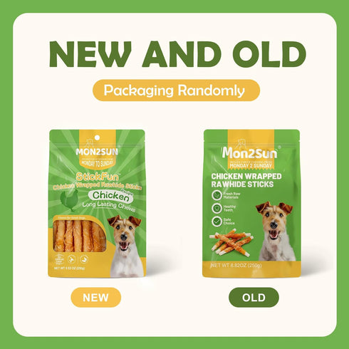 MON2SUN 5 Inch 25 Count 8.82 oz Chicken Wrapped Rawhide Sticks, Long Lasting Chew Treats for Puppy & Small Dogs, High