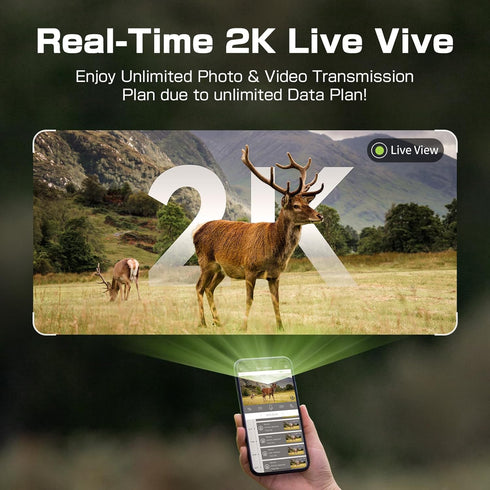 TKENPRO 2K 4G 0.2s IP66 Trail Camera, Cellular Trail Camera with Built in SIM Card Unlimited Data Plan Game Camera