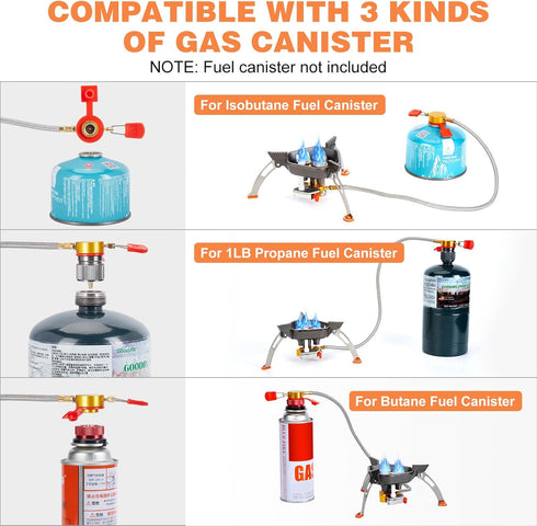 WADEO 7200W Windproof Camping Stove: Portable Gas Stove with Piezo Ignition, Carry Case for Outdoor Hiking