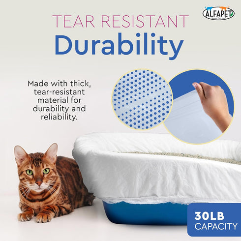 Alfapet Sifting Cat Litter Box Liners - Jumbo 10 Count, Tear-Resistant, Waterproof, Fits X-Large Litterbox