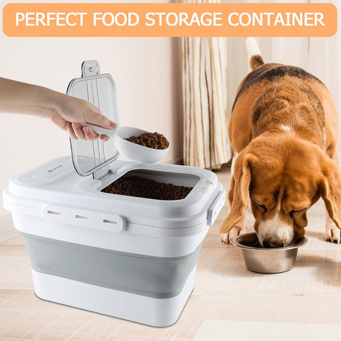 Geyecete Large dog food storage container dog food storage with Lids Handle Scoop Foldable cat food container pet food