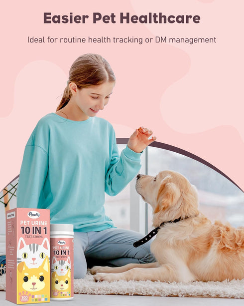 100 10 Pawfly Urine Test Strips for Dogs & Cats, Strips, Pet Urine Testing Strips for Parameters, UTI Test Strips