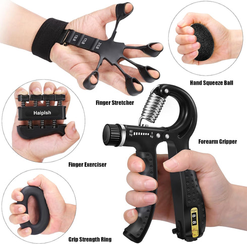 Grip Strength Trainer - Hand Grip Strengthener, Finger Exerciser, Forearm Workout Ring for Muscle Building and Recovery