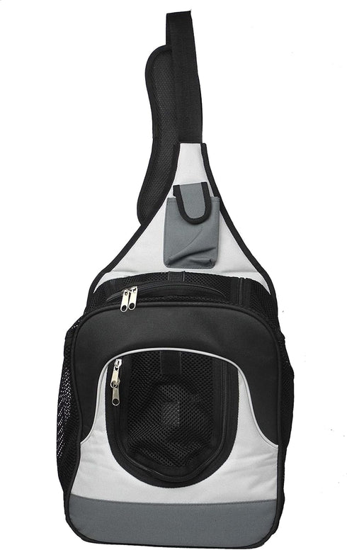 Pet Life Dog Carrier - Single Strap Over-The-Shoulder Backpack, Water-Resistant with Built-in Bottle Holder and Pouch