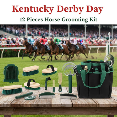 12 Sets Abbylike Piece Horse Grooming Kit with Organizer Tote Bag Brush for Derby Day Show Horses Professional Tools