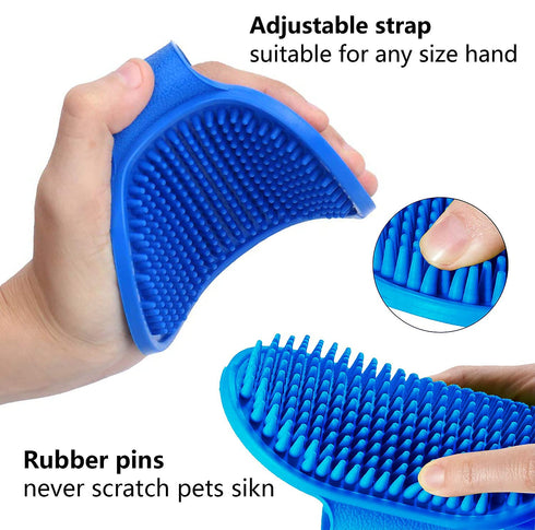 2 Pack Dog Grooming Brush, Cat Bath Soothing Massage Rubber Brush with Adjustable Ring Handle for Long and Short Hair