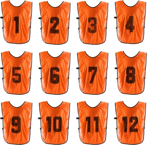 PATIKIL Soccer Training Vest, 12 Pack Team Sports Pinnies Reversible Numbered Soccer