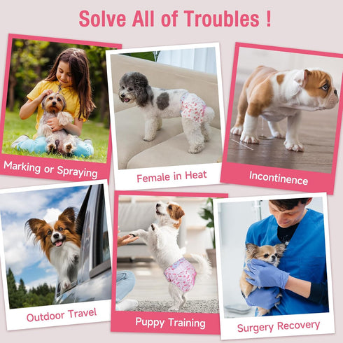 20pcs Pet Soft Disposable Dog Diapers - Female Dog Diapers with Adjustable Foam Tail Hole, Ultra Protection Puppy & Cat