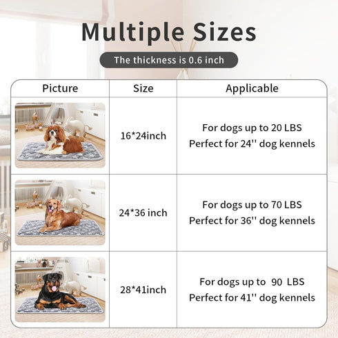 Dog Crate Mats, Soft Reversible Dog Bed Mat, 24x16 Inch, Machine Washable Short Plush Pet Mat for Small Dogs