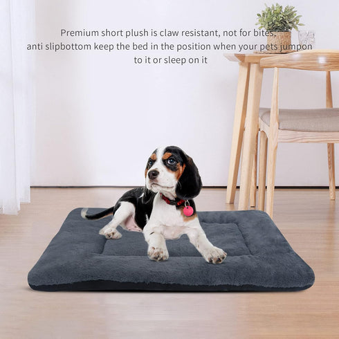 Reversible Dog Bed Mat, Plush and Corn Velvet, Soft Warm Pet Cushion, Washable Sleeping Mattress Bed for Small Medium