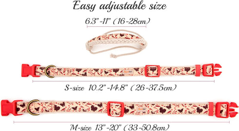 Pettsie Matching Dog Collar and Owner Bracelet - Adjustable for Small & Medium Dogs, Red Hemp