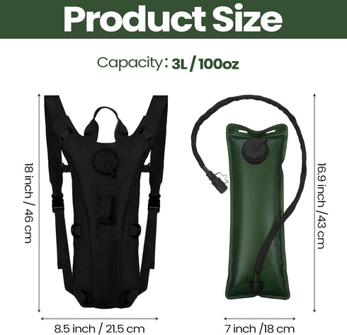 Liliful 4 Pcs Hydration Pack Backpack with 3 Liter Bladder, Tactical Water Backpack for Hiking Cycling