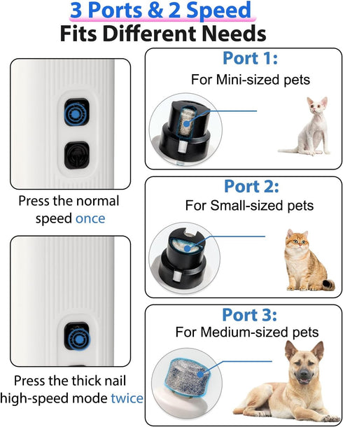 2 2 30dB Electric Dog Nail Grinder with Level LED Lights, Speed Super Quiet and Low Vibration Turbo Charge Pet Nail