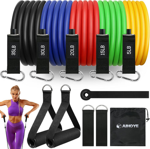 Resistance Bands for Working Out - Set of Fitness Bands, Stretch Bands for Exercise, Includes Door Anchors