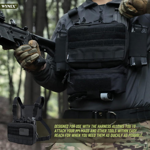 WYNEX Tactical Mag Admin Pouch, Molle Utility Tool Organizer with Triple Stacker Magazine Holder for M4 M16, Patch